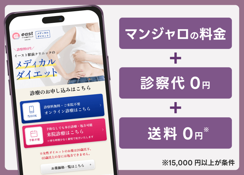 【イースト駅前クリニック（オンライン診療）】マンジャロの安いプランは？